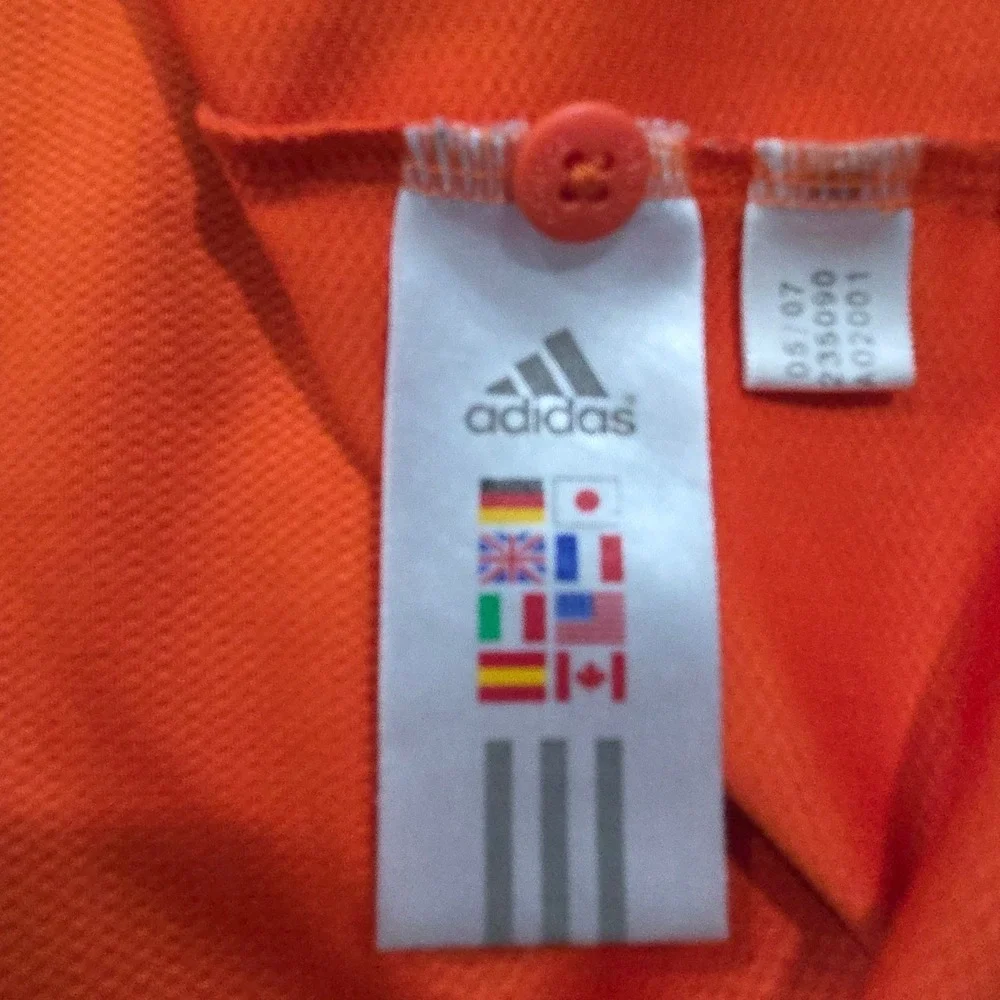 Adidas Golf Polo Shirt Mens Medium Orange 3-Stripes Short Sleeve ClimaCool‎